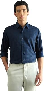 Arrow Men's Textured Full Sleeves Slim fit Semi-Cutaway Collar Cotton Shirt