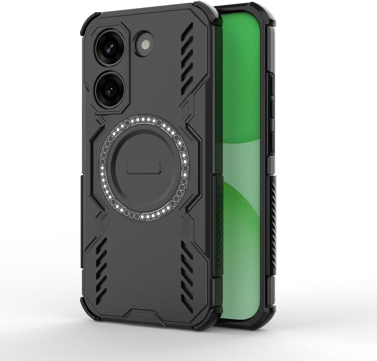PrimeLike Shockproof Defender Double Layer Lightweight Protective Case Cover for Xiaomi Redmi Turbo 5 (Strong Hard PC + Soft TPU, Black)