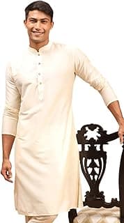 VASTRAMAY Regular Fit Men's Cream Viscose Kurta