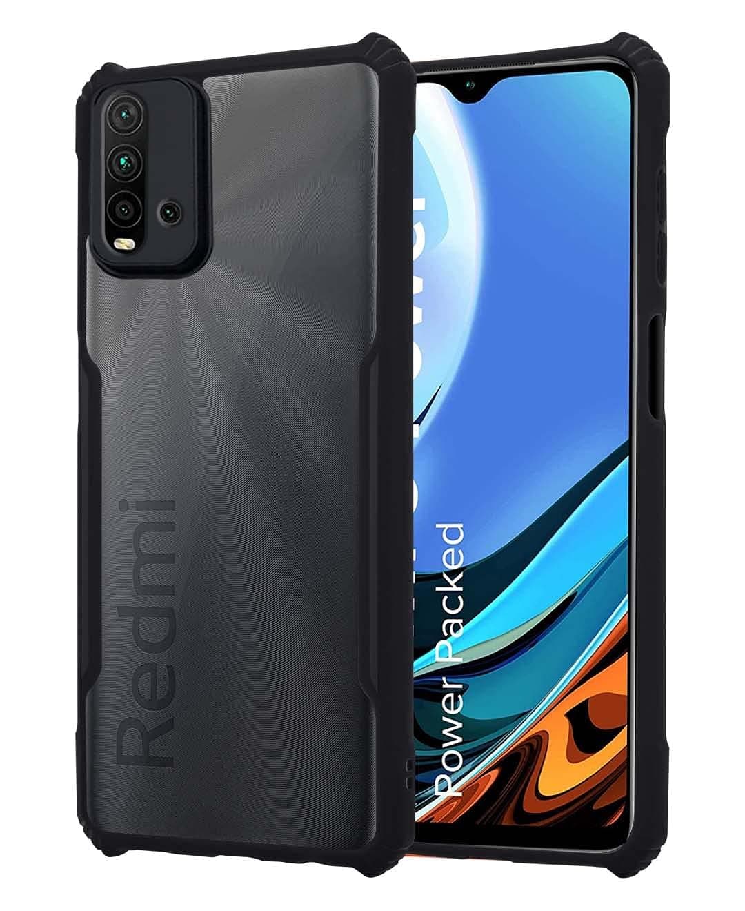 Amazon Basics Back Cover for Redmi 9 Power | Crystal Clear Transparent Back | Ultra Hyrbid | Full Camera Protection | Raised Edge | Bumper Cover (Black)