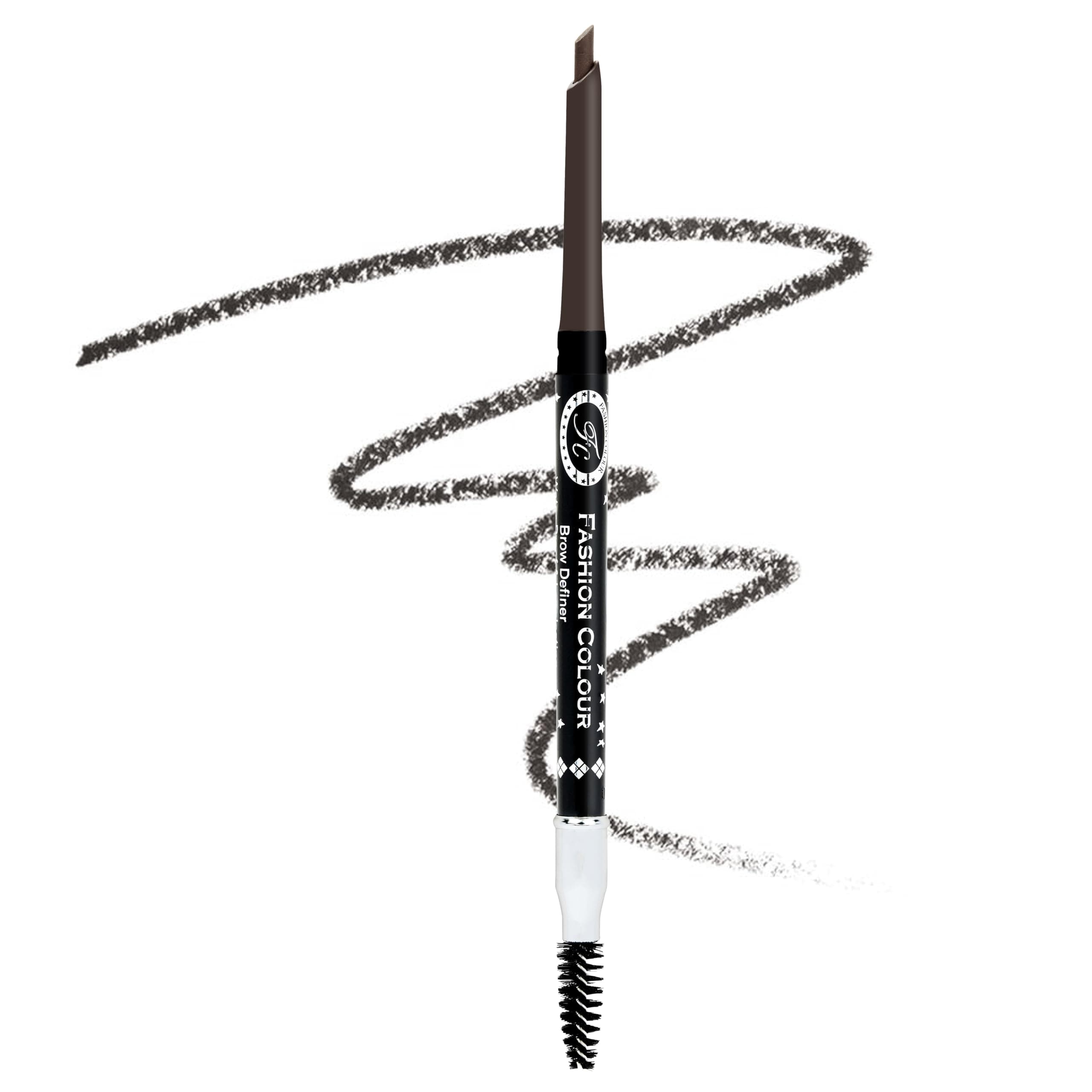 Fashion Colour Eyebrow Pencil with Spoolie Brush | Brow Pencil with Spoolie | Lasts Upto 12hrs | Pigmented Eyebrow Pencil |Long Lasting & Natural Finish | 3.5gm | Black