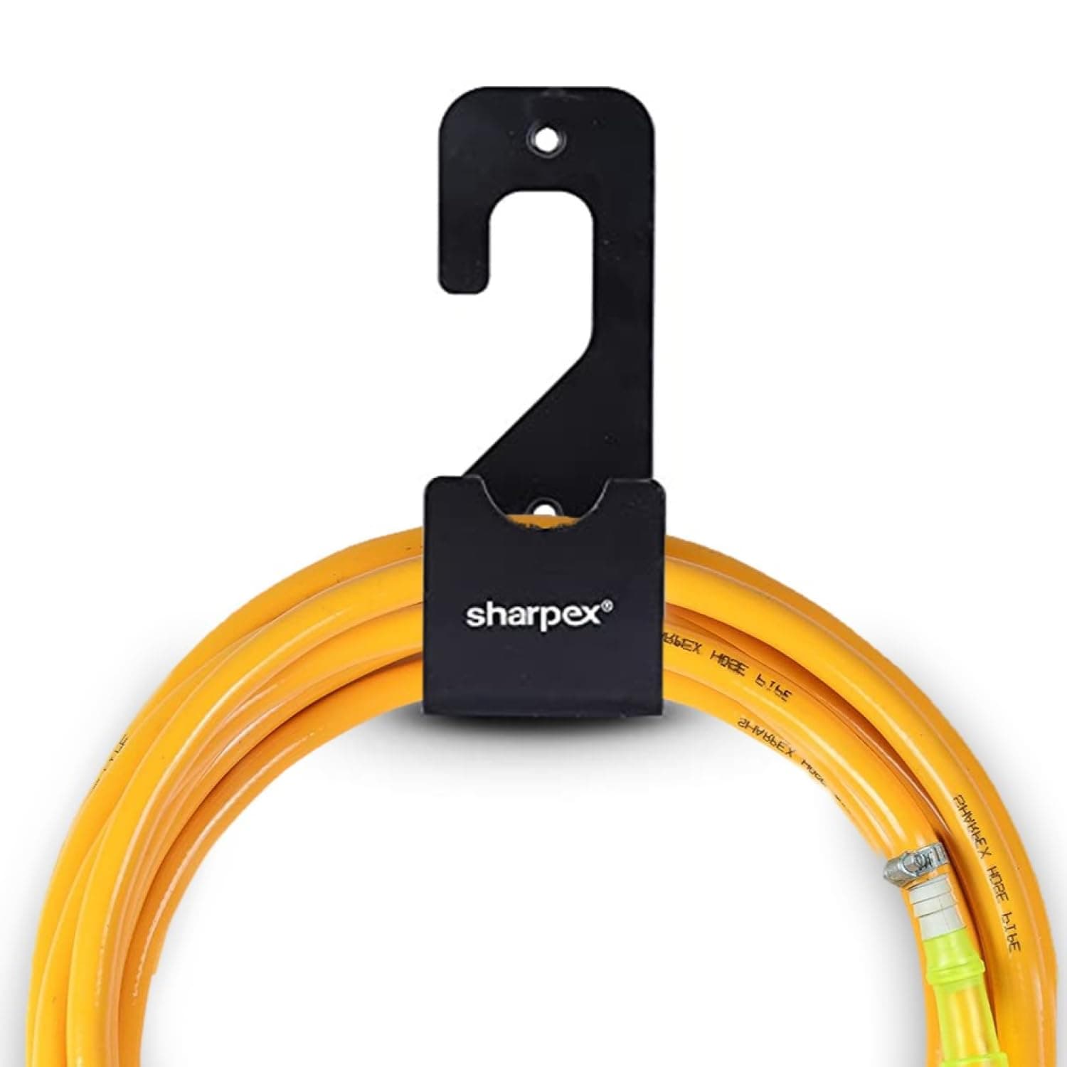 Sharpex Heavy Duty Steel Garden Hose Hanger | Wall Mounted Watering Pipe Holder for Garden Use | Portable Irrigation Hose Storage Organizer (Black)