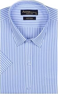 ACCOX Men's Striped Half Sleeves Regular Fit Multicolour Cotton Formal Shirts-GO427