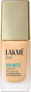 LAKMÉ 9to5 Hya Matte Full Coverage, All Skin type Foundation + Hyaluronic Acid Warm Creme - 25ml