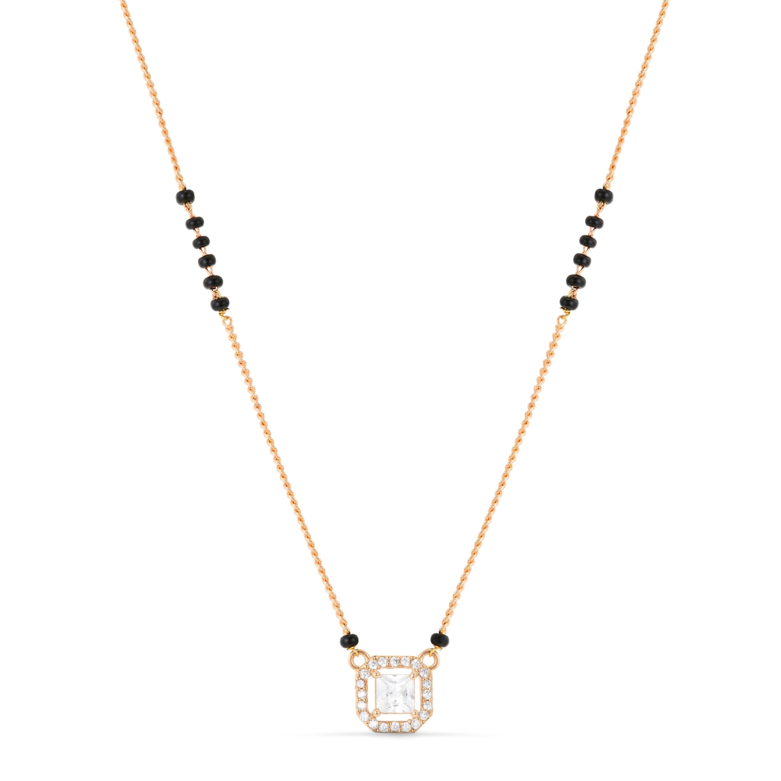 Rubans Black Beaded Mangalsutra Pendant Set Jewellery Gift for Women