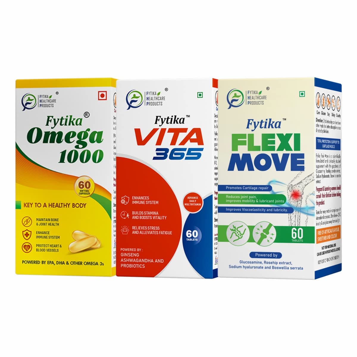 Fytika Vita 365 + Omega 1000 + Flexi Move - Combo Pack