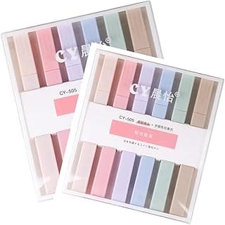 Aesthetic Cute Highlighters Bible and Pens No Bleed Mild Soft Chisel Tip Pastel Highlighters Marker Pens for Journaling Note Taking School Stationary (12 Pcs Aesthetic Highlighter), Multicolor