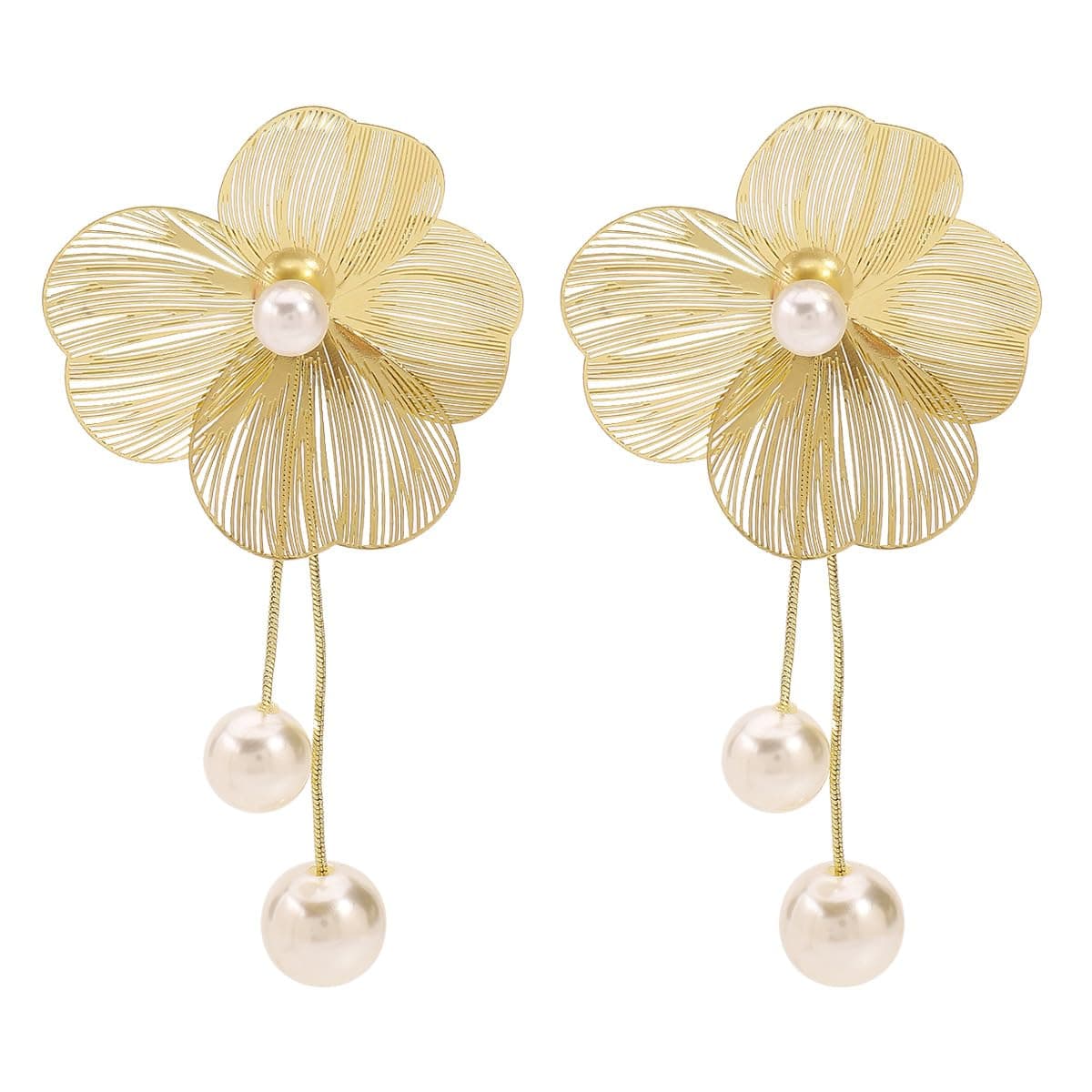 MEENAZ Korean Earrings For Women & Girls Stylish | Fashion Drop Flower Silver Earring | Danglers pearl Western| Birthday Anniversary Gift | Moti Chain Earrings Set for Women Anti Tarnish