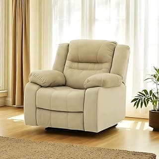 Royaloak Melaka Malaysian Fabric Recliner Single Seater | Tufted Design with High-Density Foam & Plush Armrest | Smooth Manual Reclining Chair with Sturdy Metal Base & Pocket Springs Support