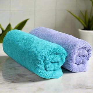 HEELIUM Bamboo Hand Towel | Ultra Absorbent & Anti-Bacterial | 3X Softer Than Cotton Towels | 65 X 40 cm - 600 GSM | Pack of 2 - Iris, Teal