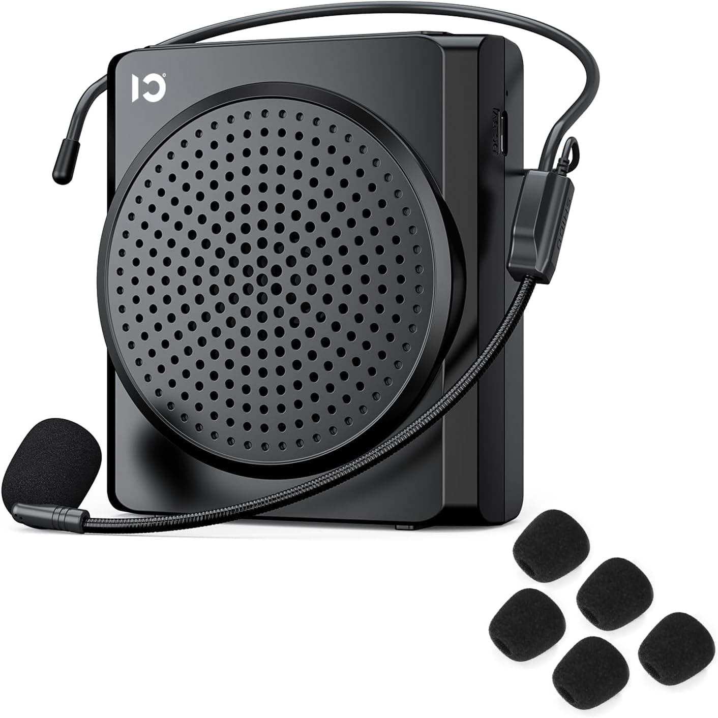 SHIDU S617 Mini Wired Voice Amplifier with Wired Headset,16W Speaker, Mute Function, Bluetooth 5.0, AUX Input & Type C Charging Port for Teachers Tour Guides Coaches Classroom Meeting|Black