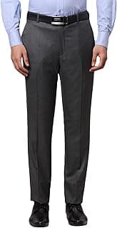 Raymond Men's Polyester Blend Structure Pattern Slim Fit Flat Front Formal Trouser