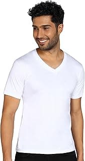FLEXIMAA Men's Cotton Plain V Neck Half Sleeve T-Shirt