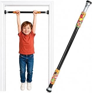 Arrowmax Adjustable Door Pull Up Bar for Kids | No Drill Doorway Hanging Rod with Strong Rubber Vacuum Lock | Heavy Duty Steel Chin Up Bar with Anti-Slip Foam Grip | Home Gym Exercise Bar for Indoor Fitness