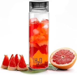 CELLO H2O Glass Water Bottle for Office & Daily Use 920 ml, Black | Durable & Stylish, Freezable & Fridge Safe, Leakproof Wide Mouth Leadfree Toughened Glass Water Bottle For Kitchen & Travel