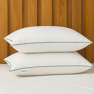 Nestro Premium Set of 2 Sleeping Pillow, Virgin Fiber Filled, 16x24 inch Size, Pure Cotton Fabric
