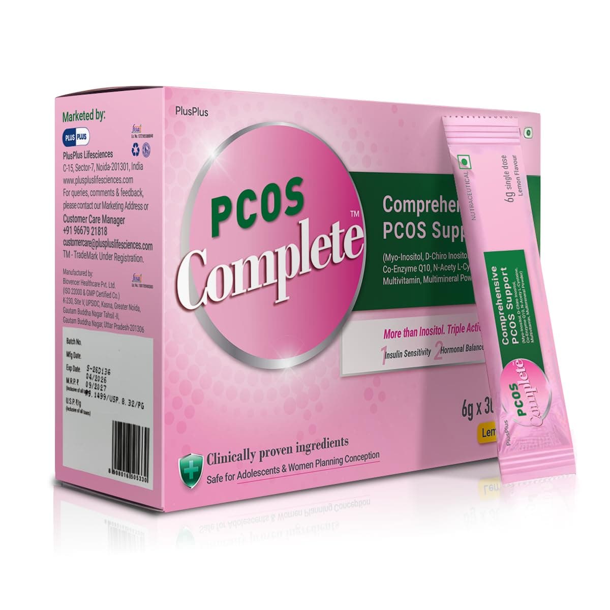 PCOS Complete™ | Myo-Inositol 2000mg, D-Chiro Inositol (40:1), NAC, CoQ10 | Weight Management, Hormonal Balance, Period Cycle, Skin & Hair | PCOS Supplement & PCOS Drink for Women |