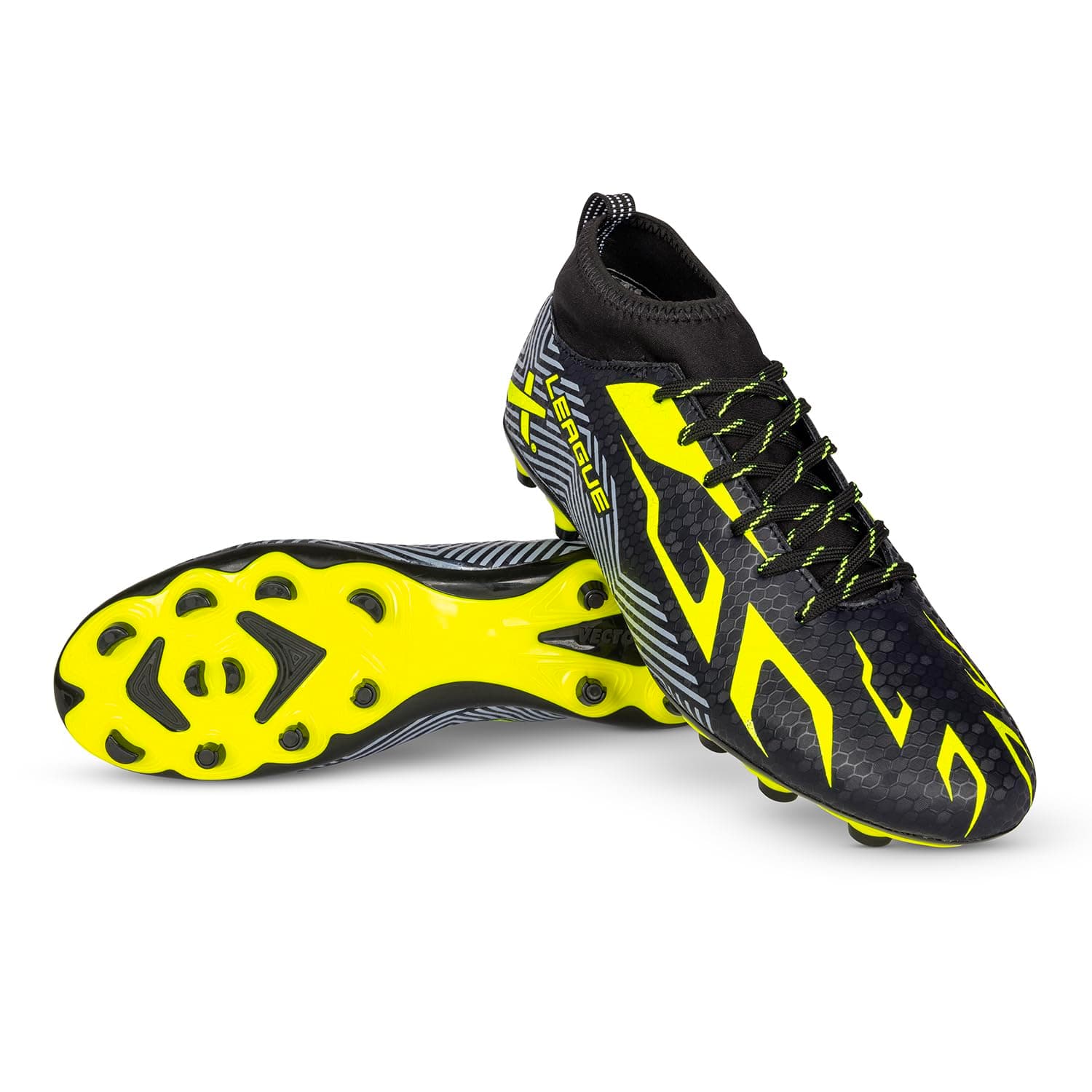 Vector X League Football Shoes for Men's/Studs with Rib Ankle|Synthetic Leather Upper | Comfortable|Lightweight Soccer Shoe Footwear for Adult, Men & Boys