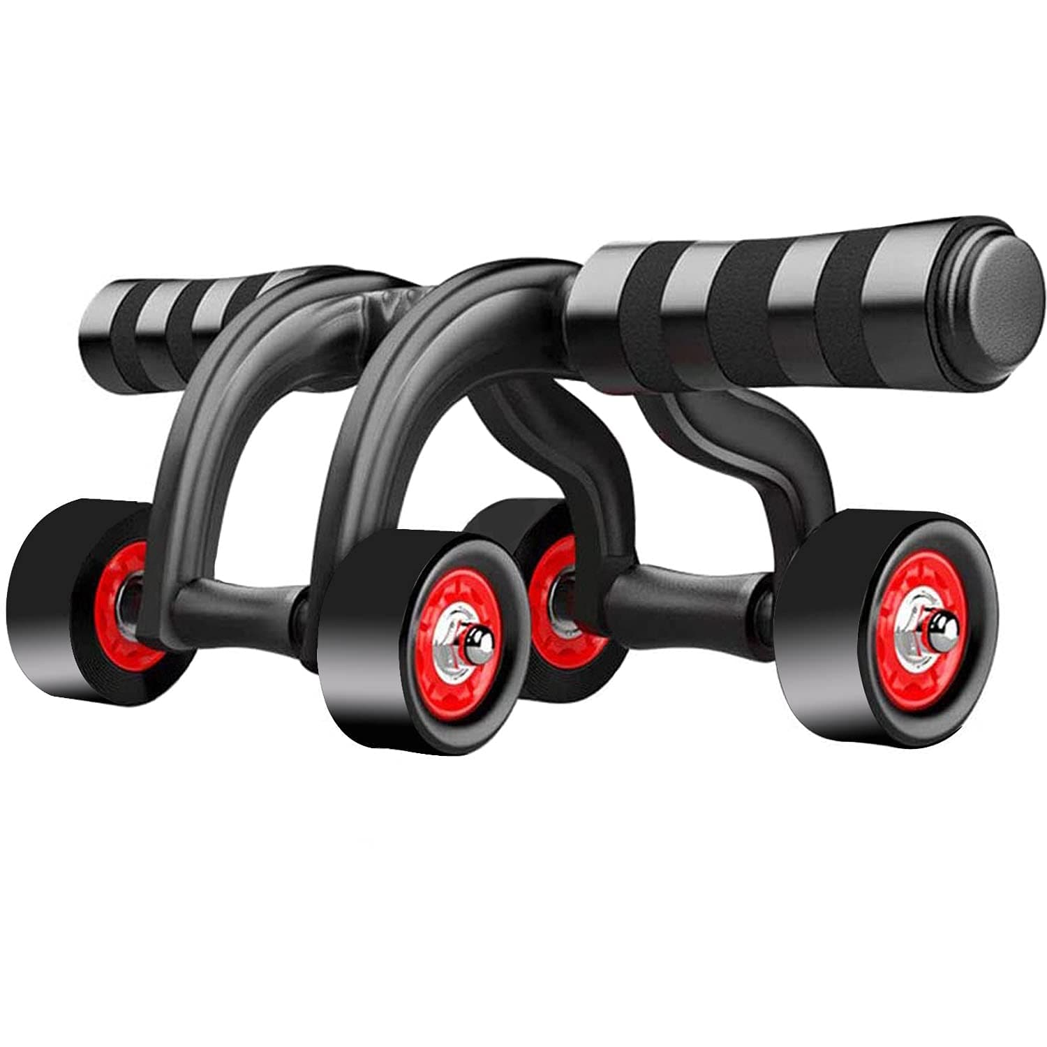 GOCART WITH G LOGO AB Roller Exerciser for Abdominal Stomach Exercise Training Equipment (4 WHEEL AB ROLLER) Black
