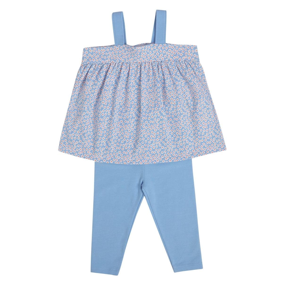 miniklub Baby Girls Strap Neck Knit Top And Bottom Set (Blue Color)