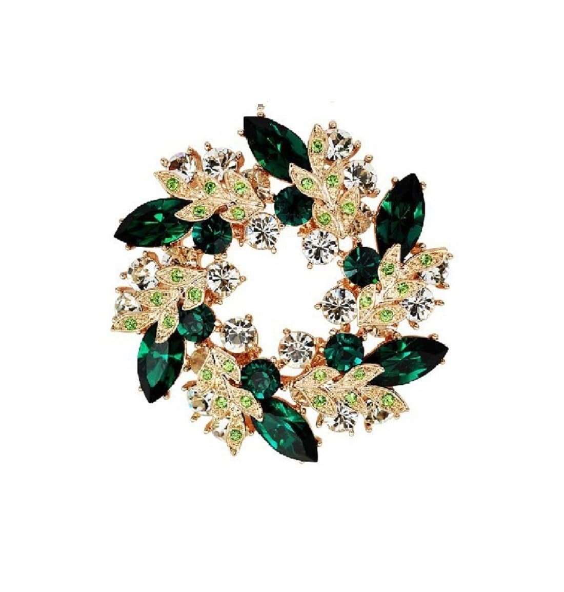 Aaishwarya Glitzy Floral Design Green Crystal Brooch Pin Unisex | Valentine Gift for Husband, Boyfriend | Brooch for Women | Brooches for Men | Mens Jewellery