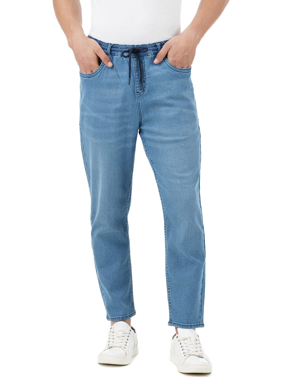 INKD Men's Jogger Jeans - Mid-Rise | Cotton Blend | Stretchable Fabric| Elasticated Waistband | Classic 5 Pocket Styling | Jeans for Men | Men's Bottomwear (Available in Plus Sizes)
