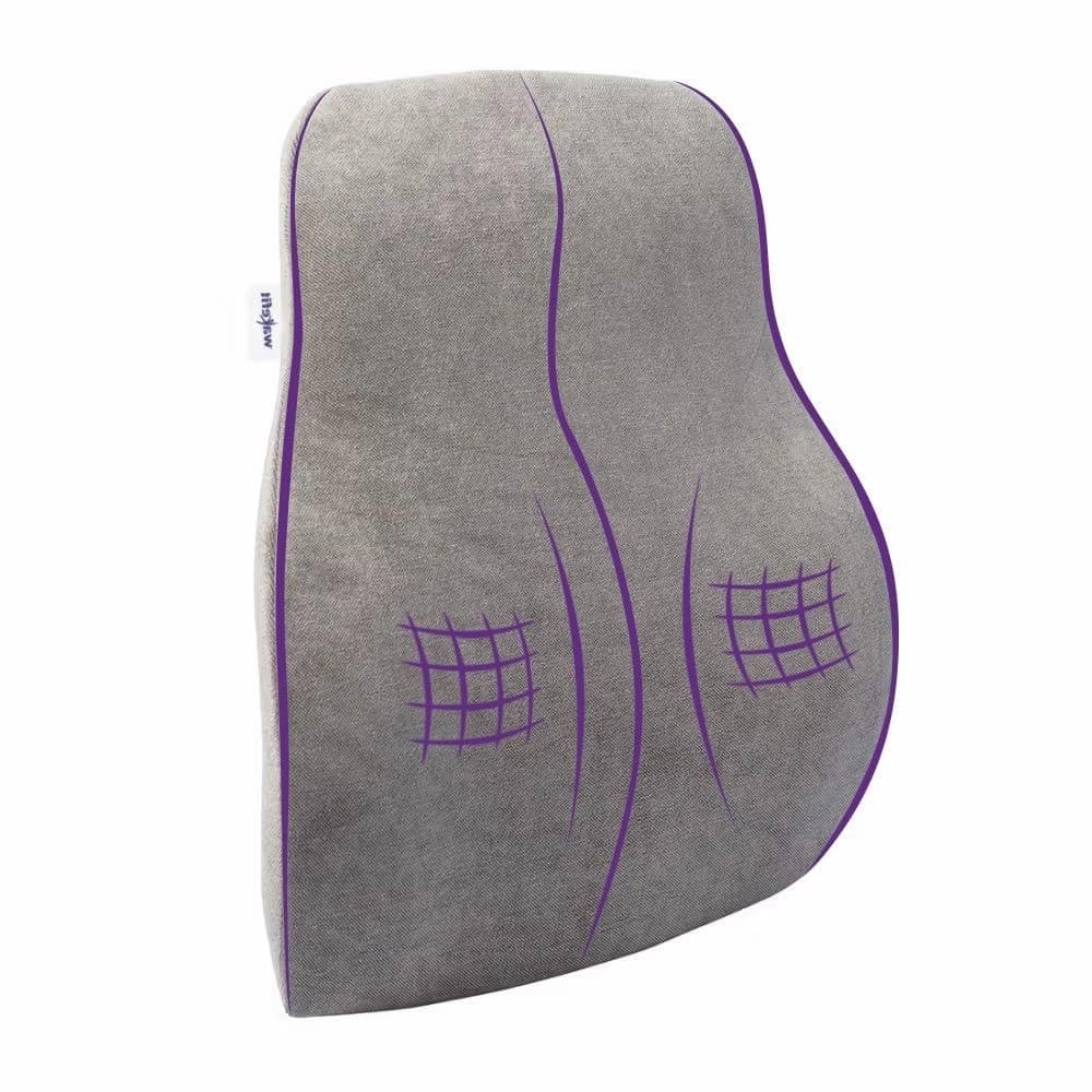 Wakefit Back Support for Chair | 1 Year Warranty | Office Chair & Car Seat Memory Foam Pillow for Back Pain, Velvet Finish (45 x 41 x 12 cms - Grey)