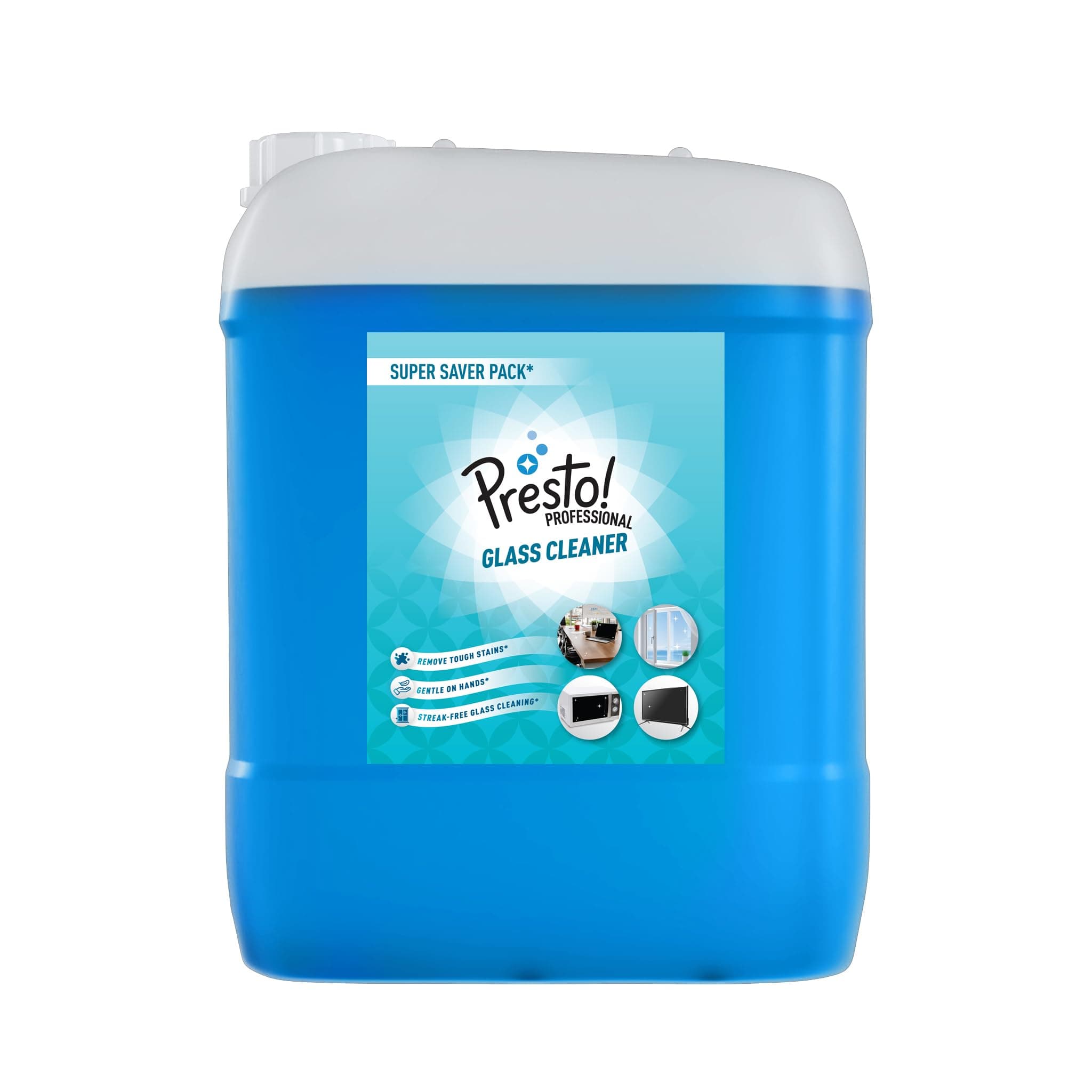 Amazon Brand - Presto! Professional Glass & Household Cleaner | 10 Litre | Multipurpose Glass, Car, Pantry, Tables and Household Cleaner