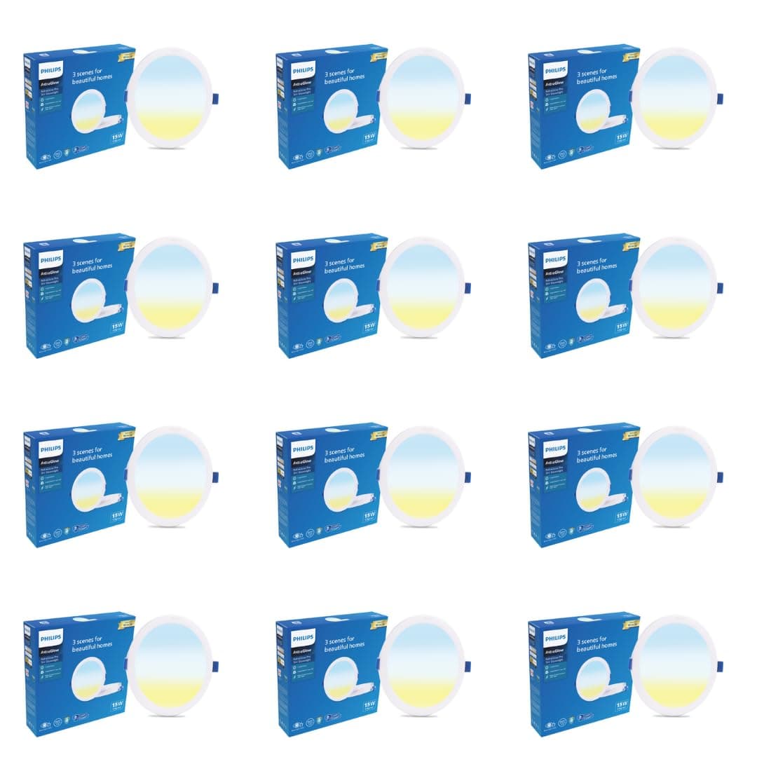 PHILIPS 15W 3in1 Round AstraGlow Pro LED Ceiling Light | Slim Surface Panel for Home & Office | Energy Efficient Bright LED Fixture | Pack of 12