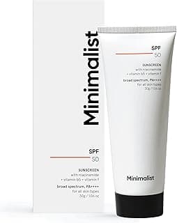 Minimalist Sunscreen SPF 50 PA+++ with Niacinamide & Multi-Vitamins | Clinically Tested in US (In-Vivo) | Lightweight with Multi-Vitamins | No White Cast | Broad Spectrum | Face Sunscreen for Men & Women | 30gm