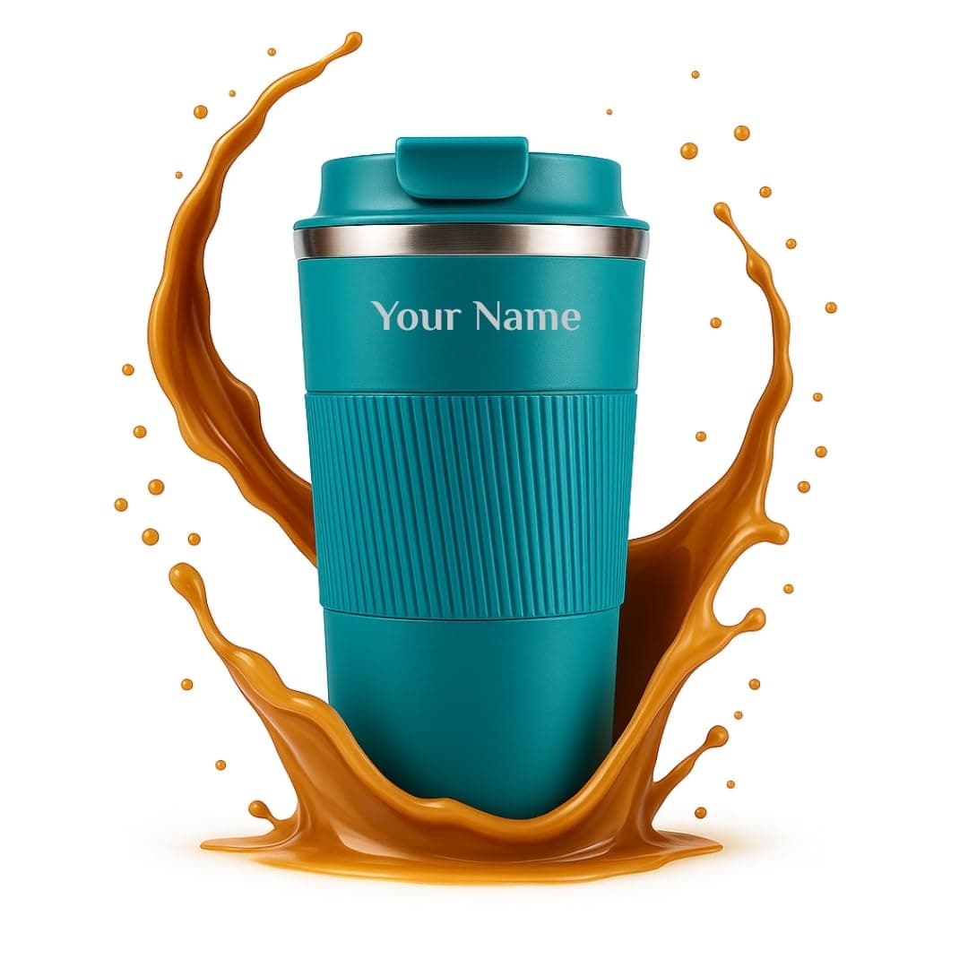 Giftana Personalized Coffee Tumbler with Name, Customized Travel Mug with Lid, Coffee Mug for Men,Valentine Day Gifts, Corporate Gifts for Employee (Blue,510ml)