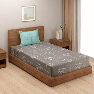 Swayam Pure Cotton Single Bedsheet with 1 Pillow Cover | Size 60 x 90 inch | 210 TC | Abstract Design | Soft Breathable Bed Sheet | Comfortable & Durable for Bedroom - Dark Grey