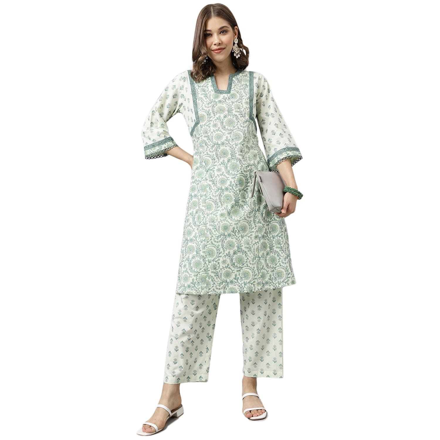 FIORRA Womens Cotton Printed Kurta Pant Set