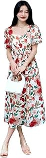 GRECIILOOKS Printed Maxi Dress for Women | Trendy Long One Piece Summer Outfit | Lightweight Flared Dress for Casual & Holiday