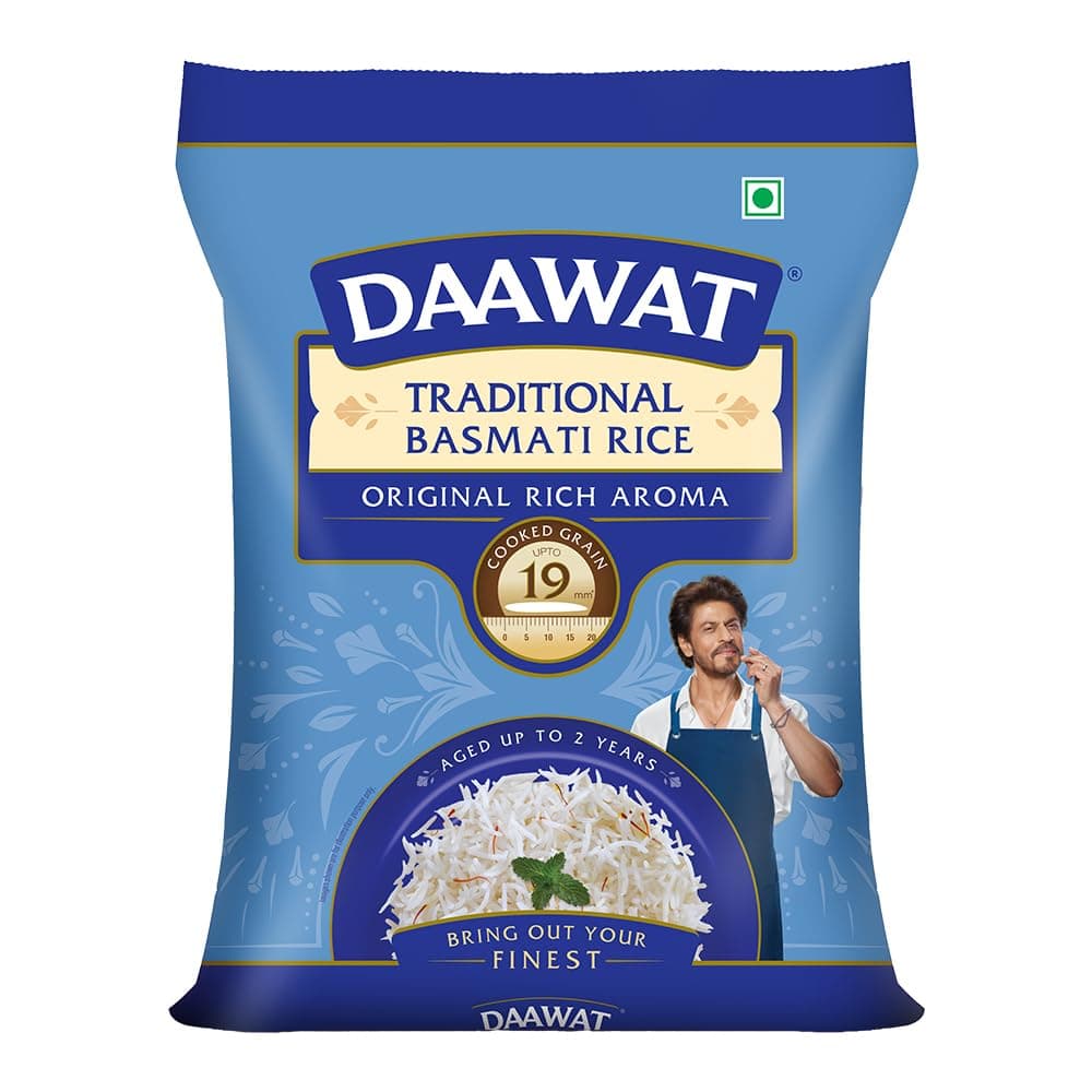 Daawat Traditional Basmati Rice 5Kg| Premuim Aromatic Rice| Aged upto 2 Years