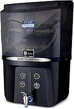 KENT Grand Plus RO Water Purifier | RO+UV+UF+TDS Control+UV in Tank | .0001 Micron RO Membrane | ISI Marked | Auto Flush Feature | 9L Tank | 20 LPH | Ideal For Borewell/Tanker/Municipal Water | Black