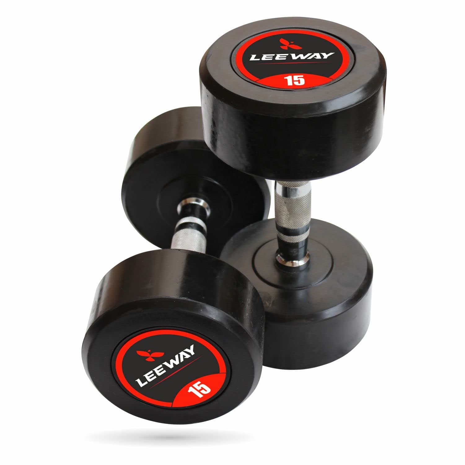 Leeway Rubber Coated Bouncer Dumbbells (15 Kg x 2) | Professional Round Dumbbells | Dumbbell Set for Home Workout | Gym Dumbbell Set of 2 | Home Gym Equipment for Men & Women (15 Kg Pair)