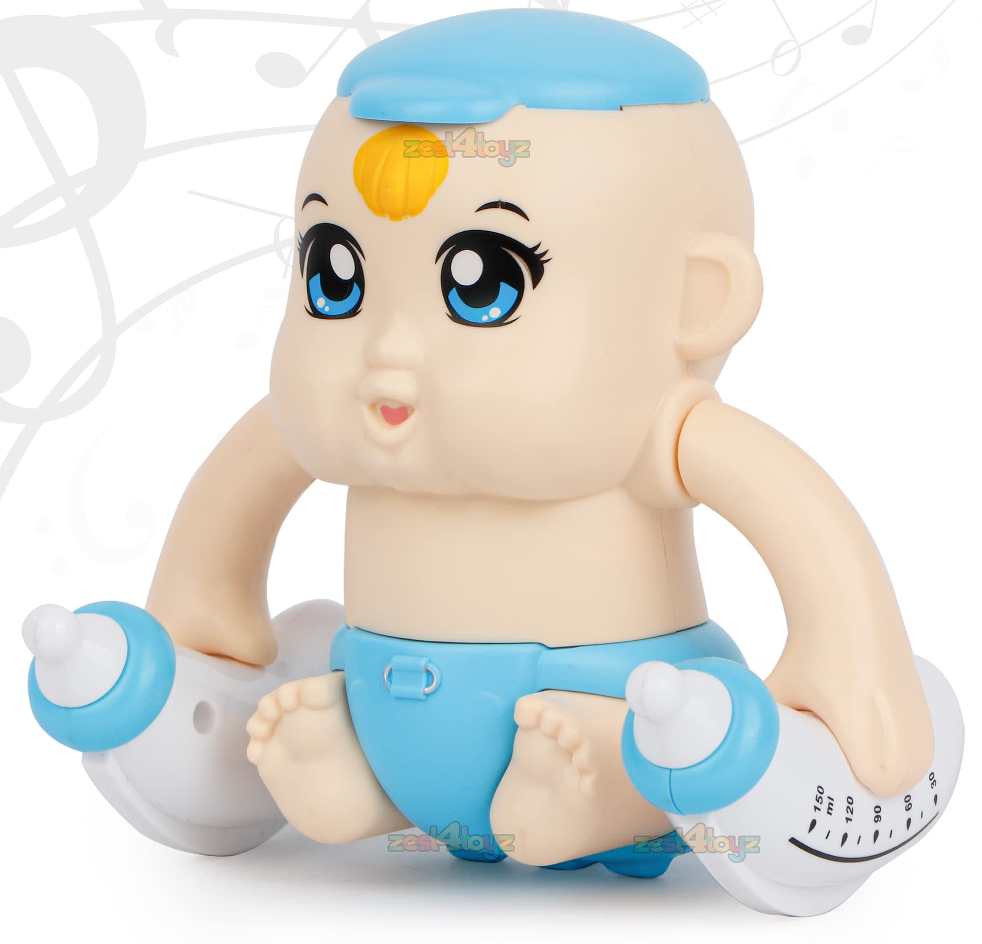 Zest 4 Toyz Musical Toys Tumbling Baby Electric Toys with Baby Bottle Voice Control Sensor Light Music Rotating Arm Sound Toy for Kids (Pack of 1) Random Color Dispatch