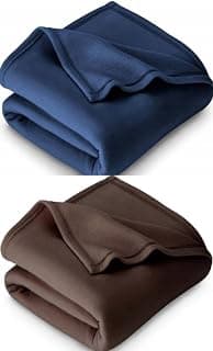 Combo Pack of 2 Single Bed Solid Polar Blanket_Size - 60 * 90 inch, Color-Blue&Brown