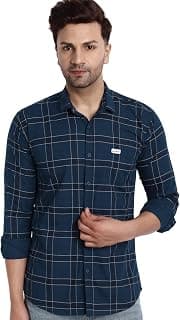 Majestic Man Slim Fit Cotton Casual Check Shirt for Men