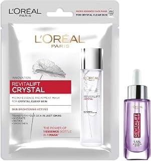 L Oréal Paris Revitalift 1.5% Hyaluronic Acid Face Serum, 15ml & Revitalift Crystal Micro-Essence Sheet Mask, 25g