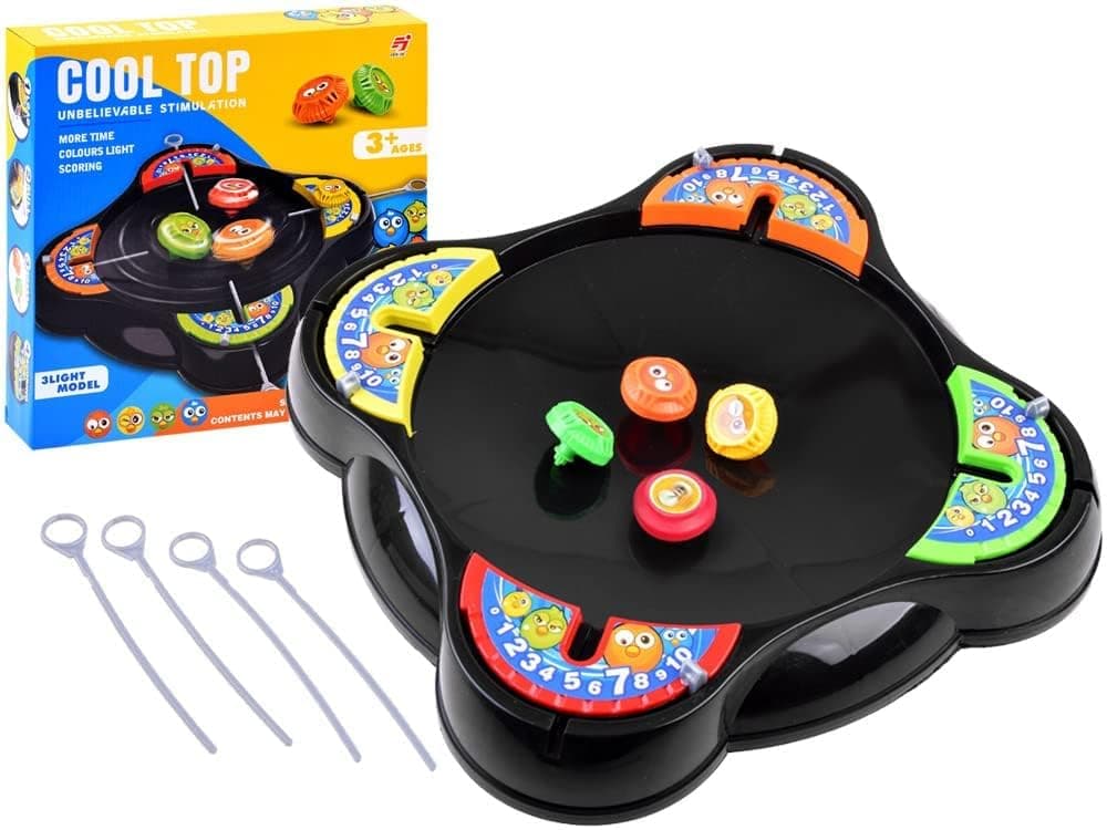 Goyal's Cool Top Spinning BlazeDisc Game Gyro Battle Toy On Classic Super Arena Disk for Kids, 2-4 Players with 4 Spinners & 4 Launchers (Black)
