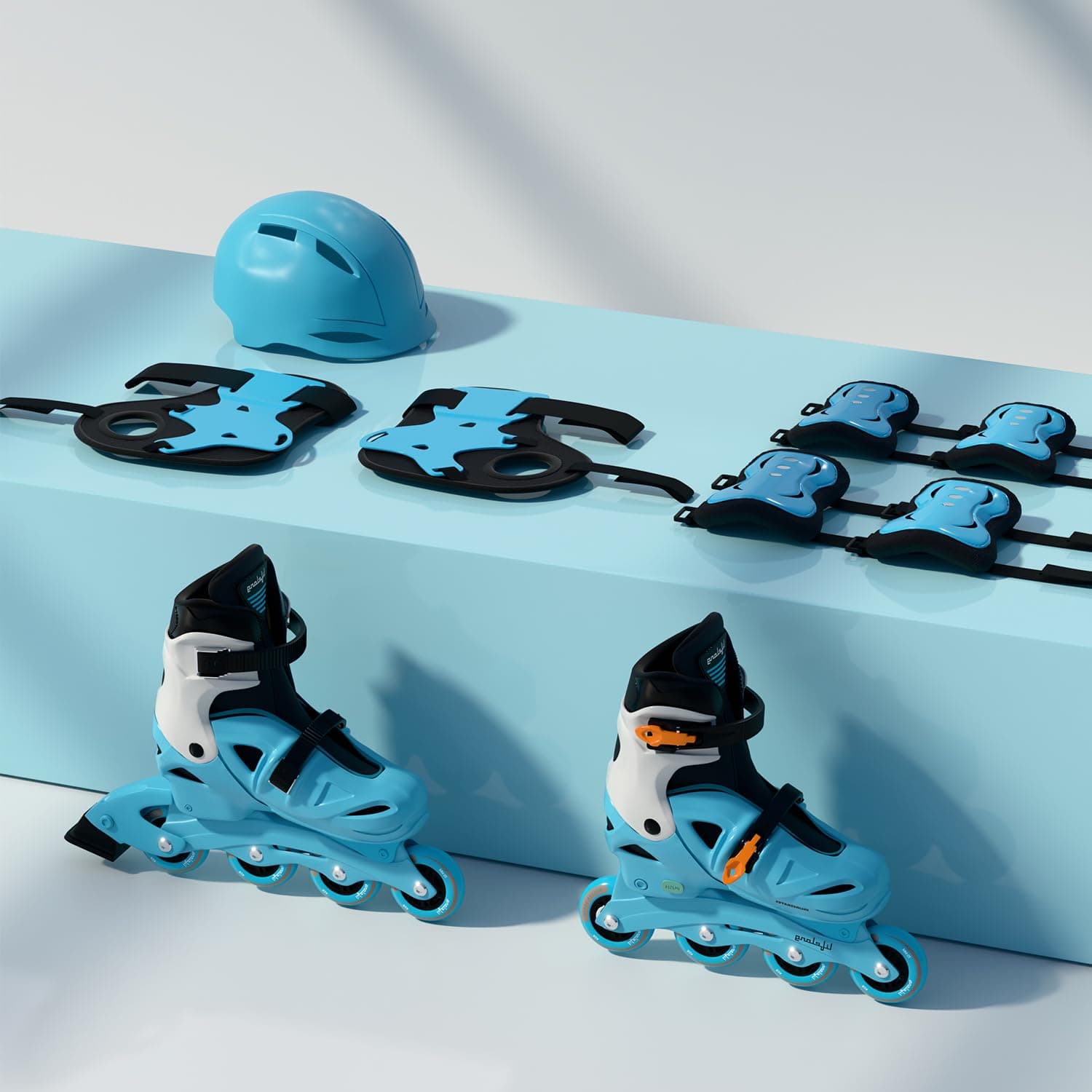 Lifelong Inline Skates for Kids - Roller Skate Shoes-4 Wheels Inline Skates-Skating Shoes for Boys & Girls with Safety Kit- Skate Scooter- Liner Skates-1 Pair of Skates, Blue, L (23.5-26 cm)