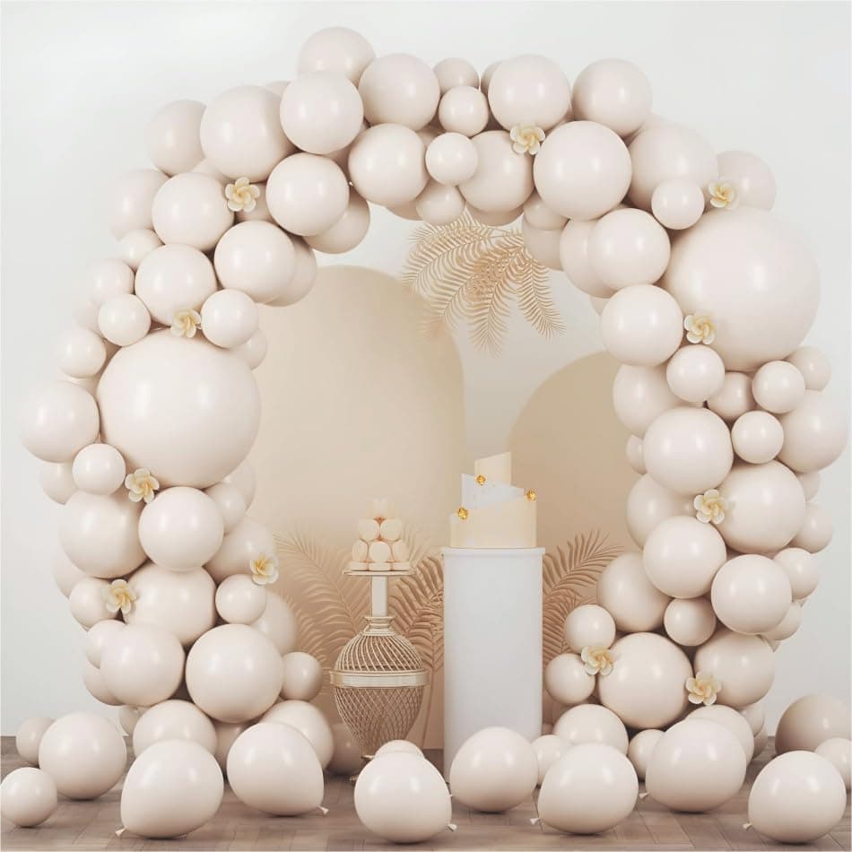 YOURS DECOR Balloon Decoration Kit - 52 Pcs White Sand Balloons for Birthday, Weddings, Anniversary & New Year Events Garland Set | Birthday Decoration Items for Kids & Adults