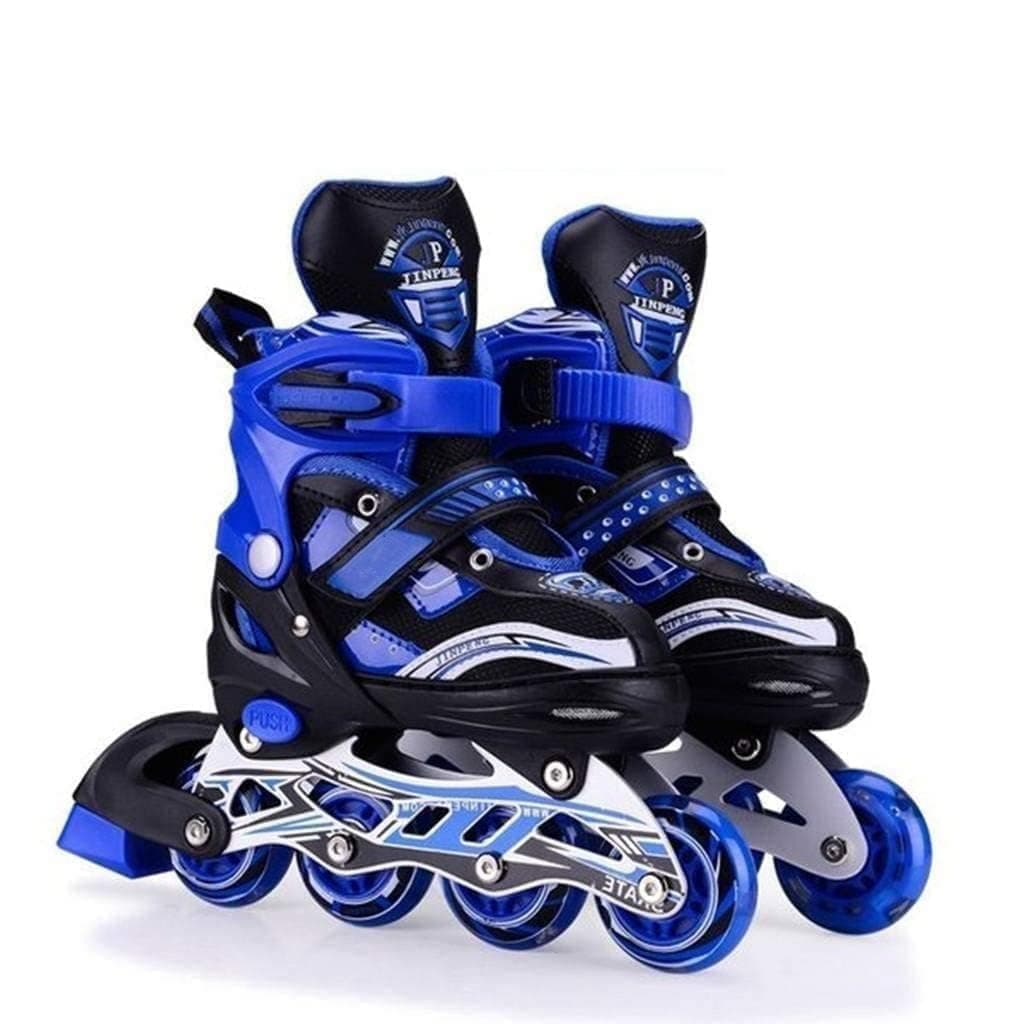 TEKCOOL 4 Wheels Adjustable Inline Skates Skating Shoes for Boys Kids Girls Skating Shoe Adjustable Roller Blades Age 6 to 15 Years PU Strong Wheels Aluminium with LED Flash Light on Wheels (Blue)';