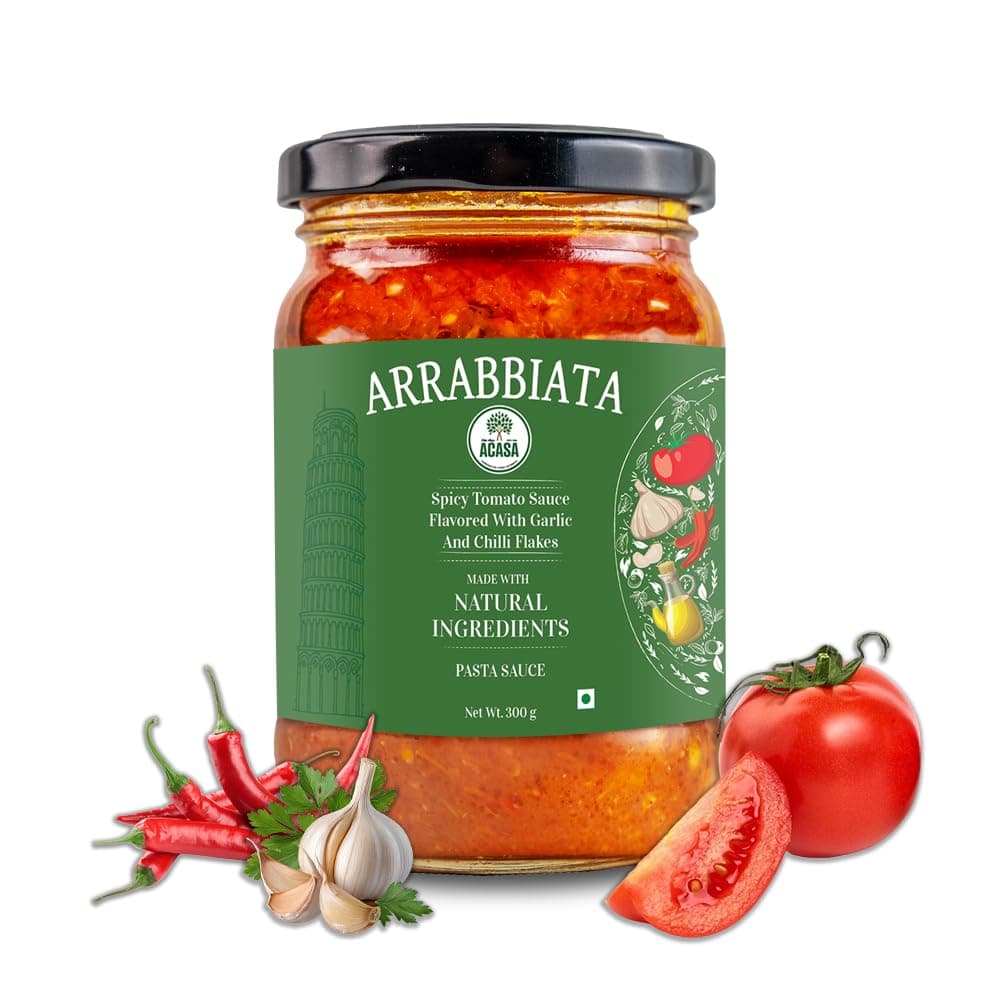 ACASA Arrabbiata Pasta Sauce 300g | Authentic Italian Tomato Base | Garlic & Chilli | Ready-to-Cook for Pasta, Pizza & Bruschetta | No Preservatives