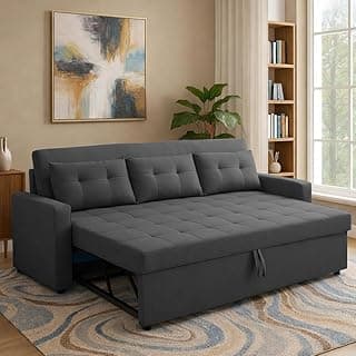LAZYCAT 3 Seater Pull-Out Sofa Cum Bed | Premium Fabric Convertible Sofa Set for Living Room | Multi-Color Modern Folding Couch Bed for Home & Guest Use (Black)