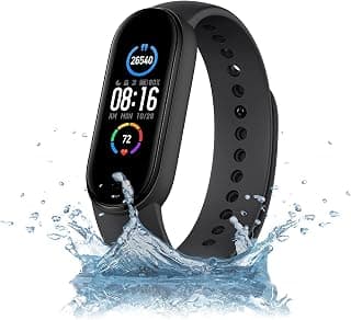 M6 Smart Fitness Band with Activity Tracker, Heart Rate & Sleep Monitoring, Step Counter, Multiple Sports Modes, Smart Notifications, USB Charging Compatible with Android Smartphones
