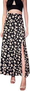 Berrylush Women Abstract Print High-Rise A-Line Front Slit Maxi Skirt | Flowy Summer Skirt for Casual & Beach Wear