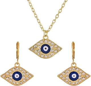 VOYLLA Golden Guardian Evil Eye Pendant Set For Women, Pendant Set For Women, Womens Gift, Gift For Her